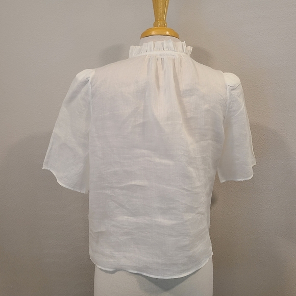 Frame Tie Neck Ruffle Popover Blouse - Picture 6 of 7